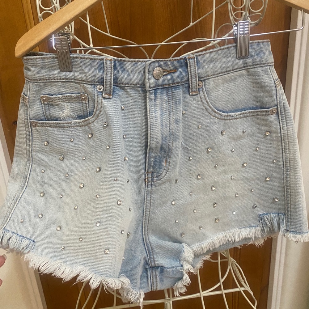 White Fox Rhinestone Shorts